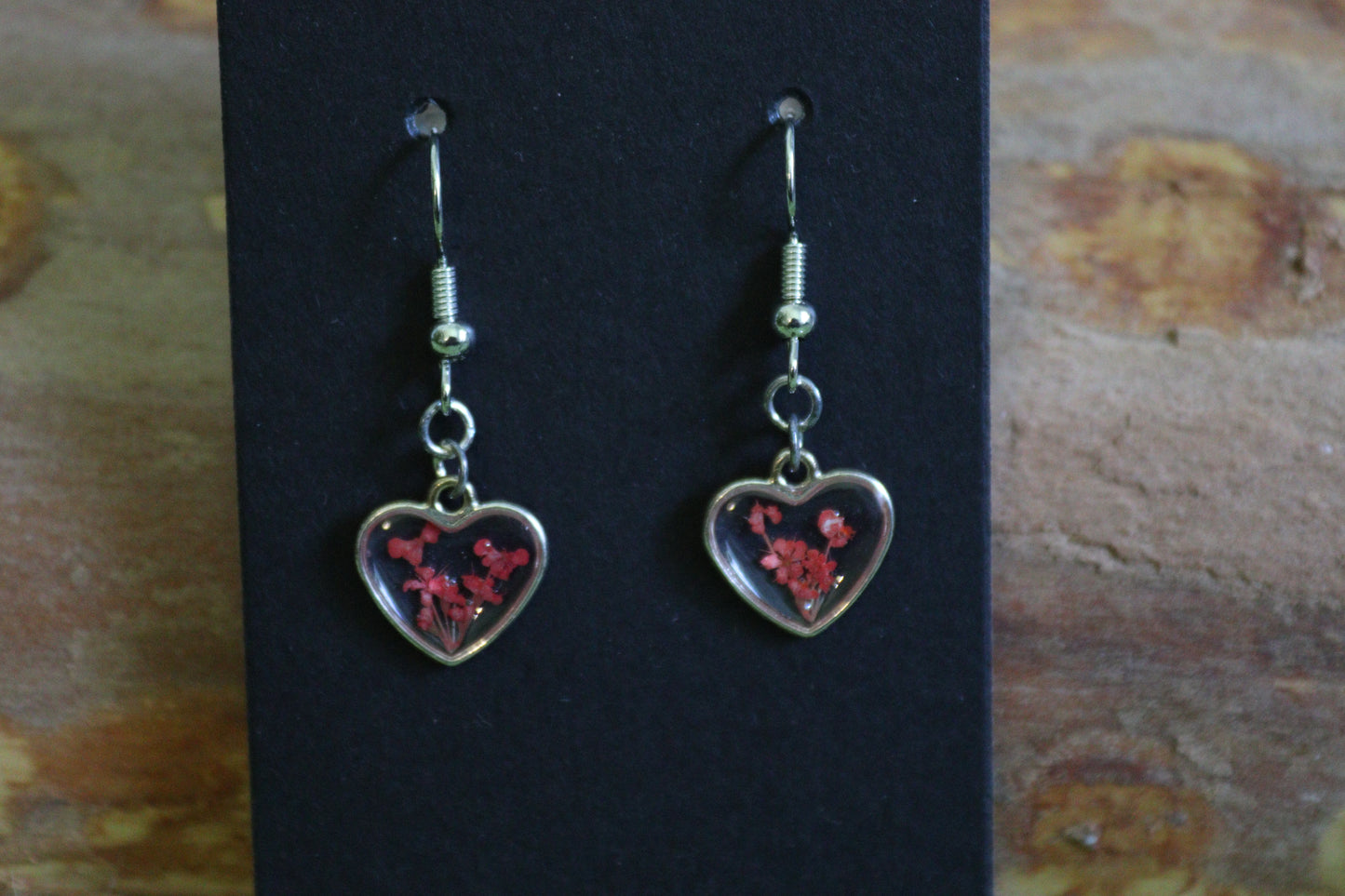 Miniature Heart Floral Frame Earrings