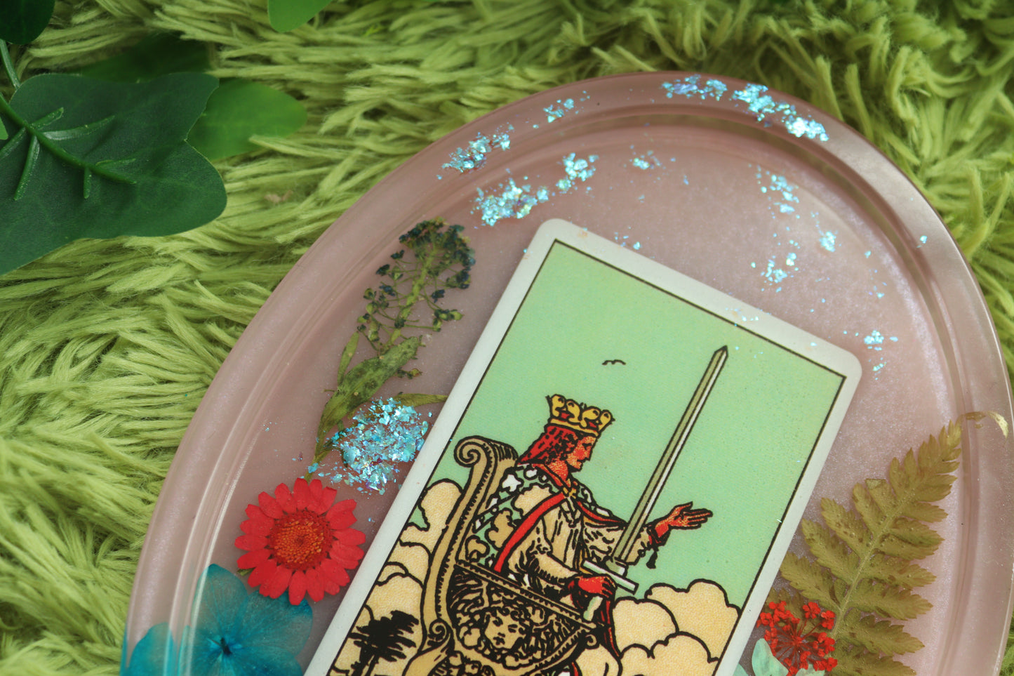 Queen of Swords Tarot Card Oval Trinket Tray