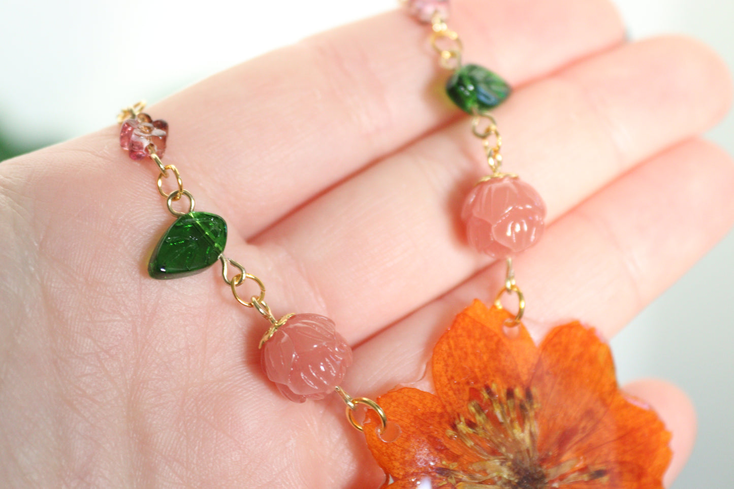 Orange Cosmo Floral Necklace