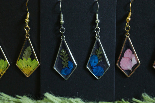 Miniature Diamond Floral Frame Earrings