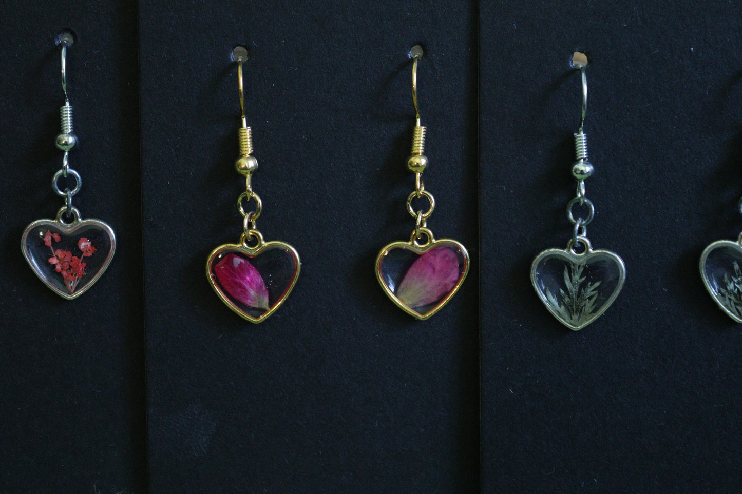 Miniature Heart Floral Frame Earrings
