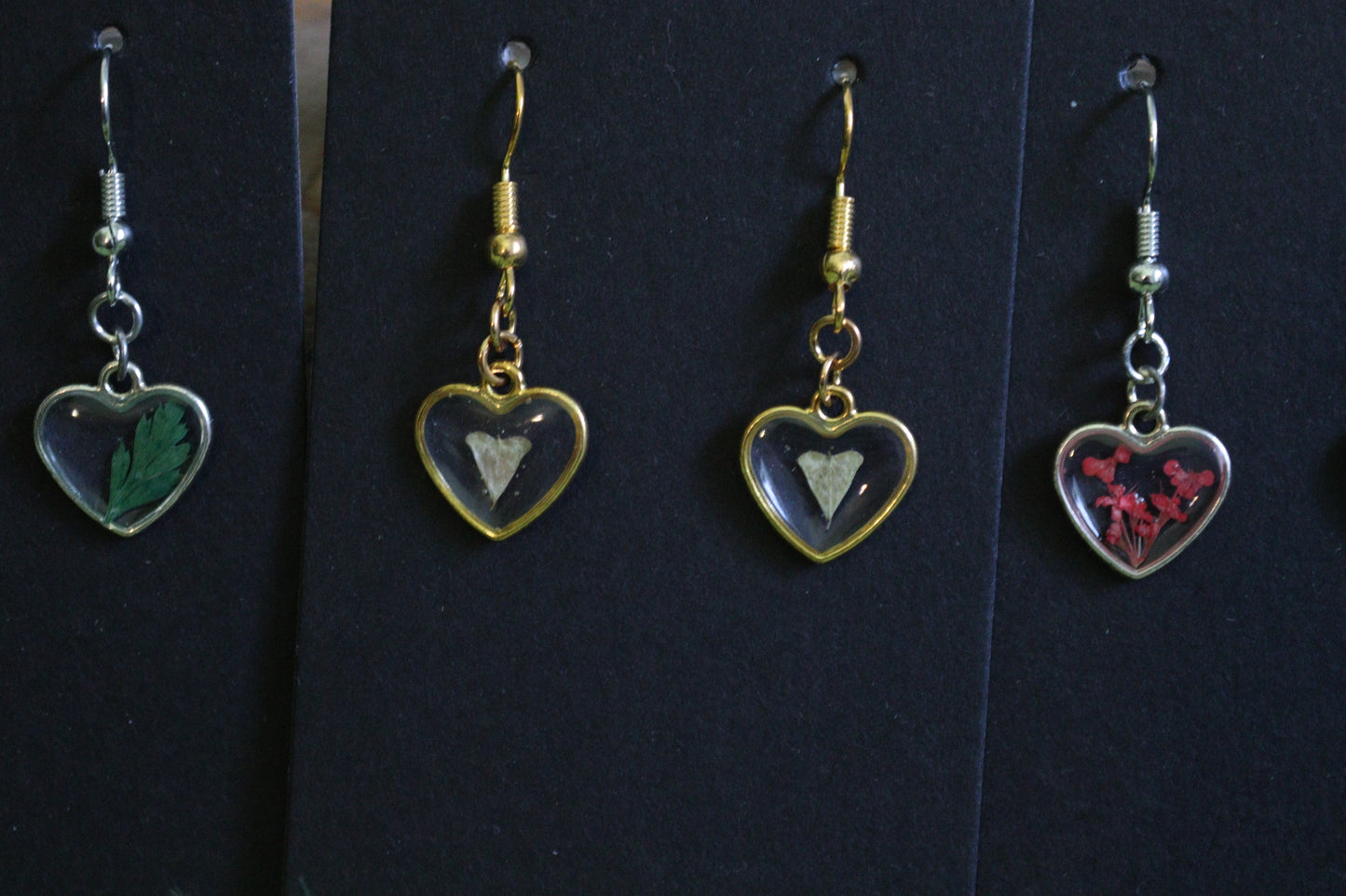 Miniature Heart Floral Frame Earrings