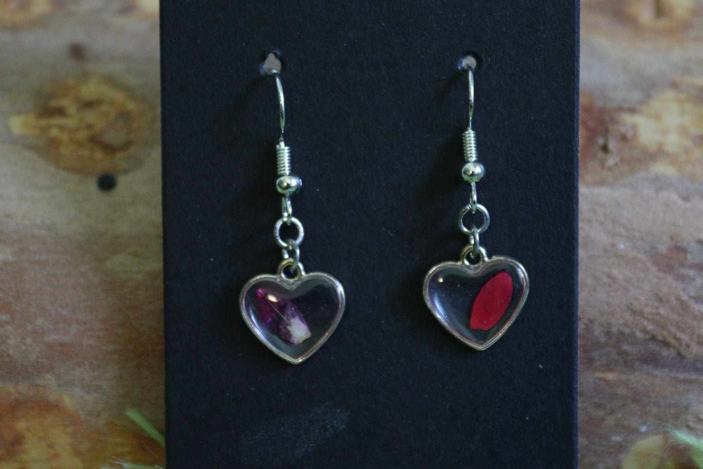 Miniature Heart Floral Frame Earrings