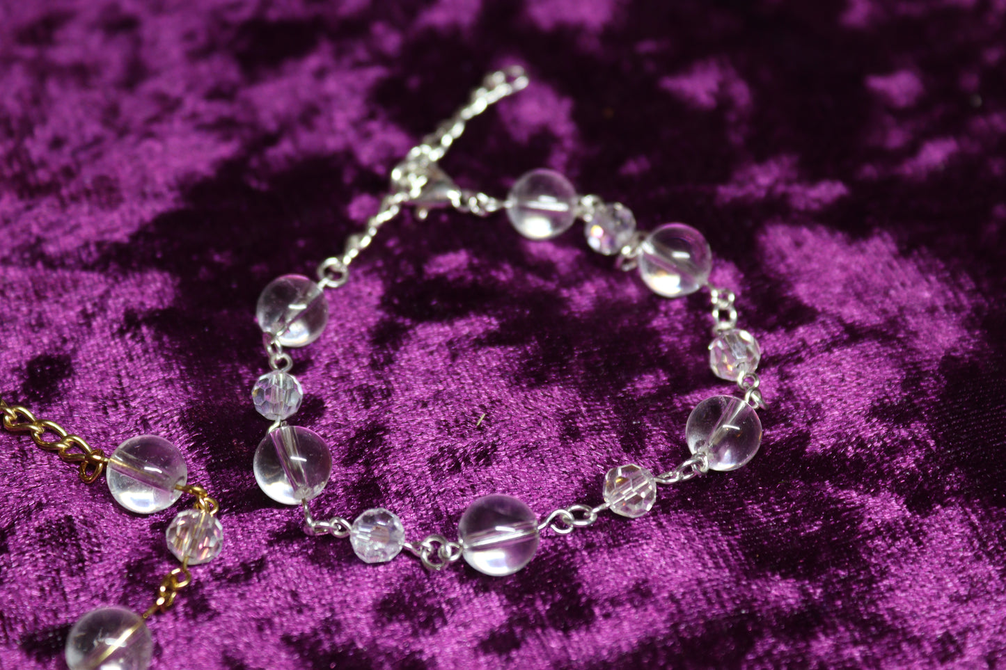 Clear Quartz & Aura Glass Bracelets
