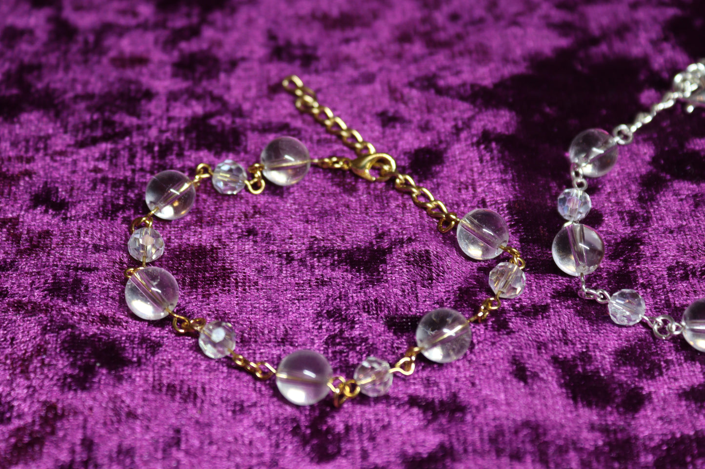 Clear Quartz & Aura Glass Bracelets
