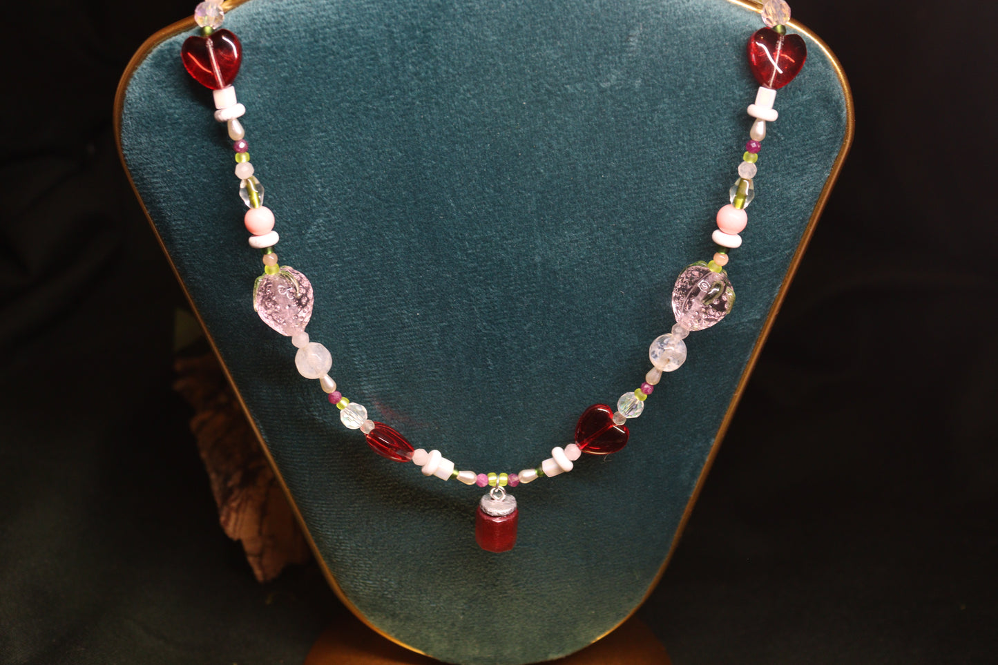 Strawberry Jam Beaded Pendants