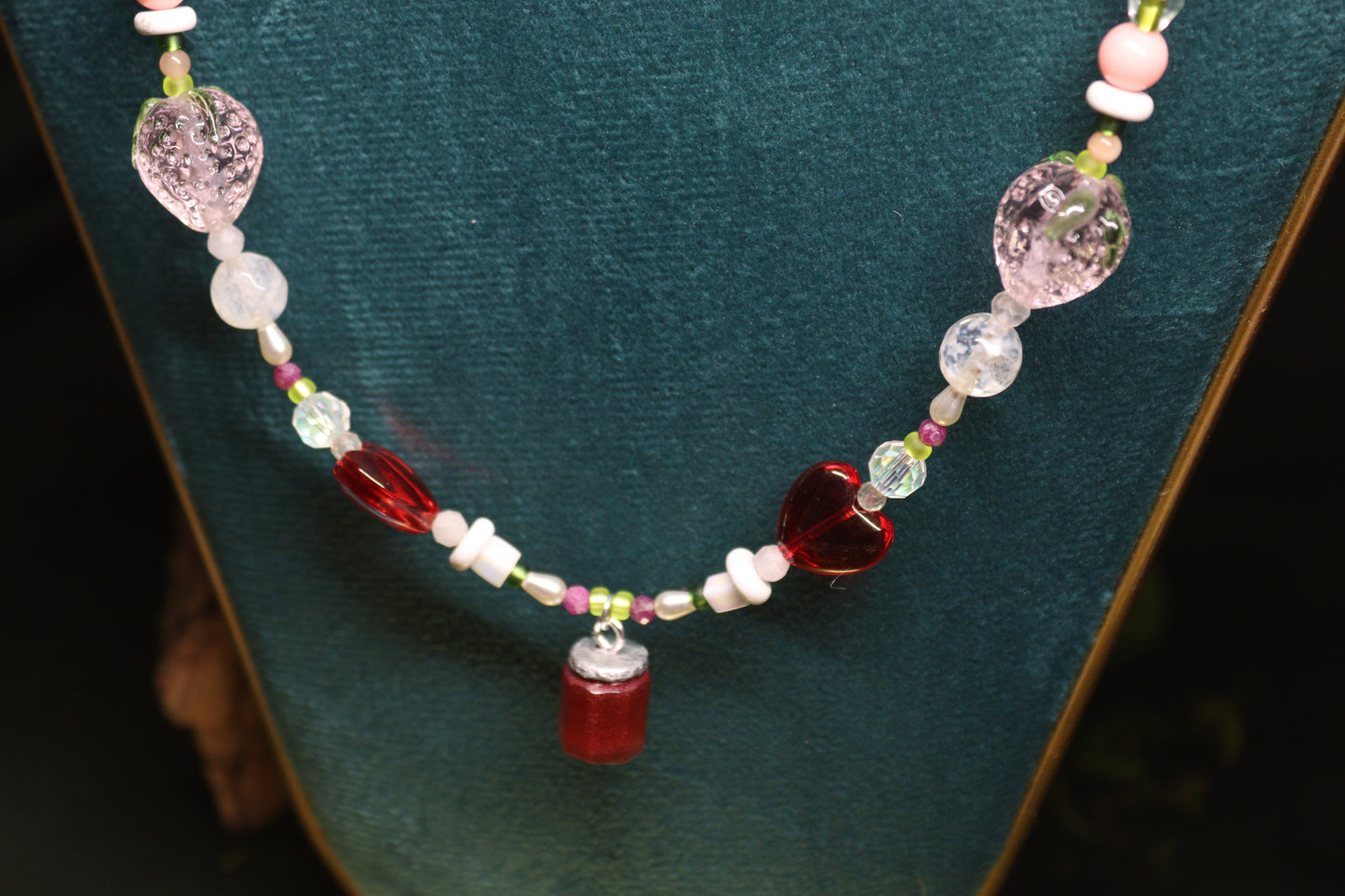 Strawberry Jam Beaded Pendants