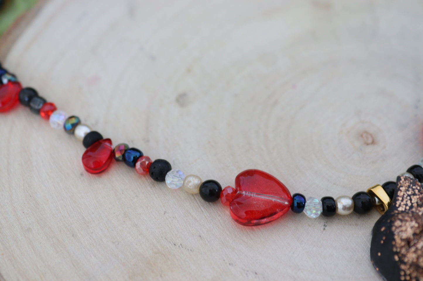 Bleeding Heart Beaded Pendant
