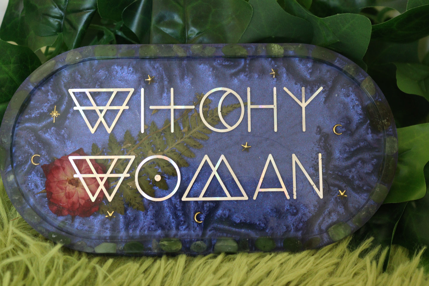 Jadeite Holographic "Witchy Woman" Trinket Tray