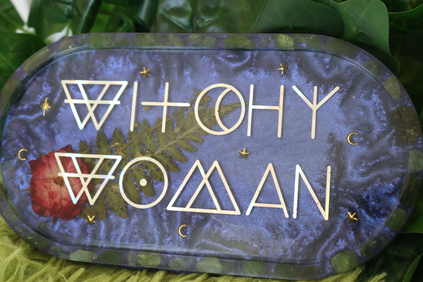 Jadeite Holographic "Witchy Woman" Trinket Tray