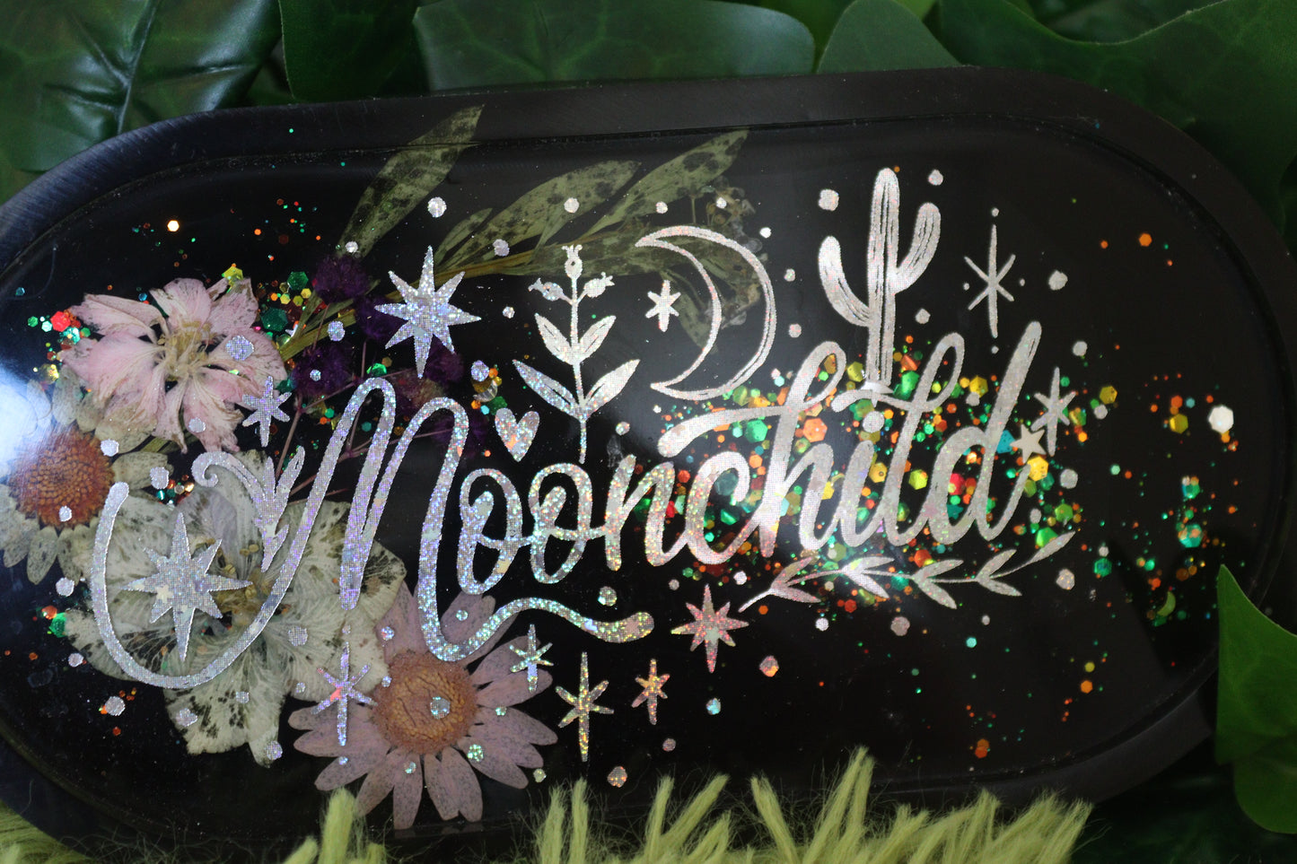 Glittery Holographic "Moonchild" Trinket Tray