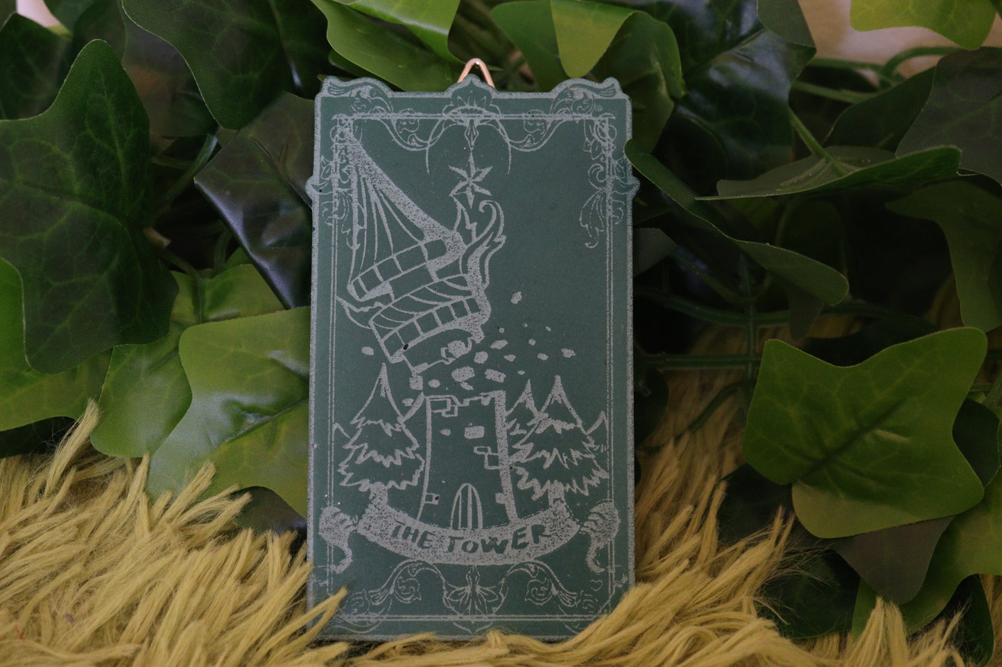 Green & Mint Green The Tower Tarot Card Wall Hanging