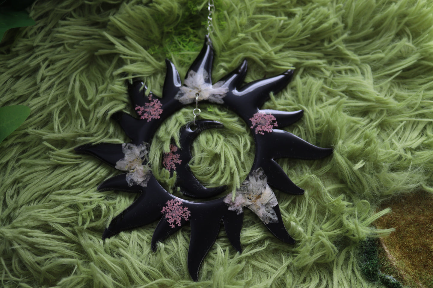 Pink Larkspur Solar Moon Wall Hanging