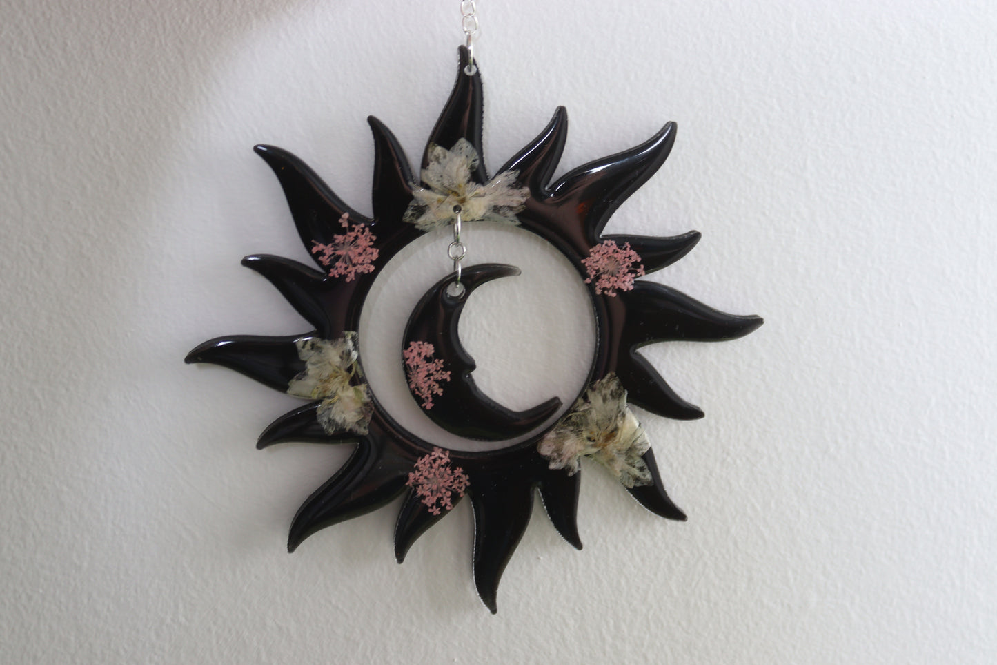 Pink Larkspur Solar Moon Wall Hanging