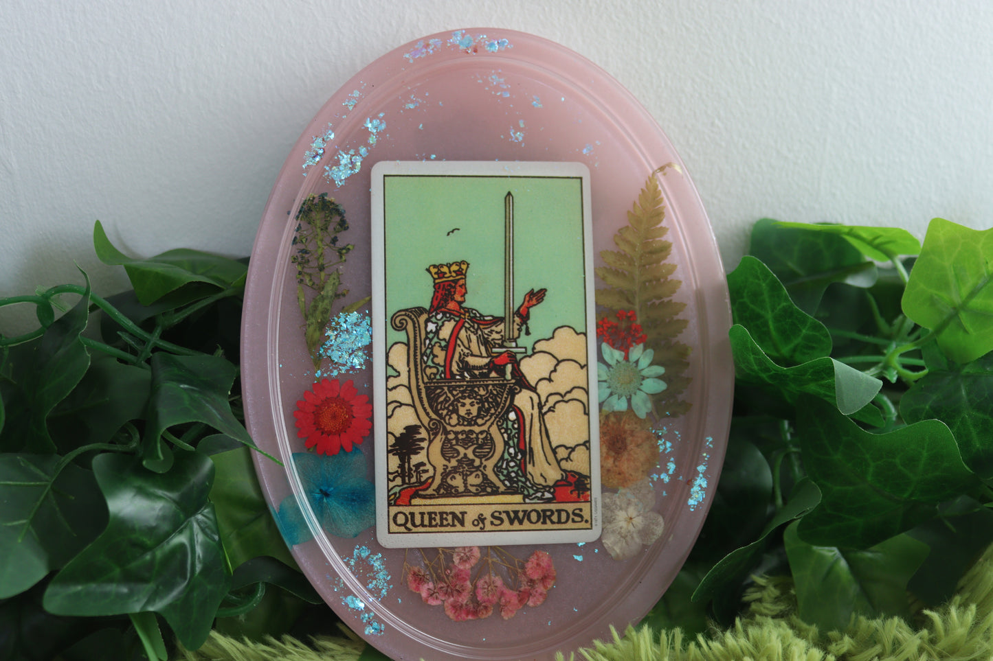 Queen of Swords Tarot Card Oval Trinket Tray