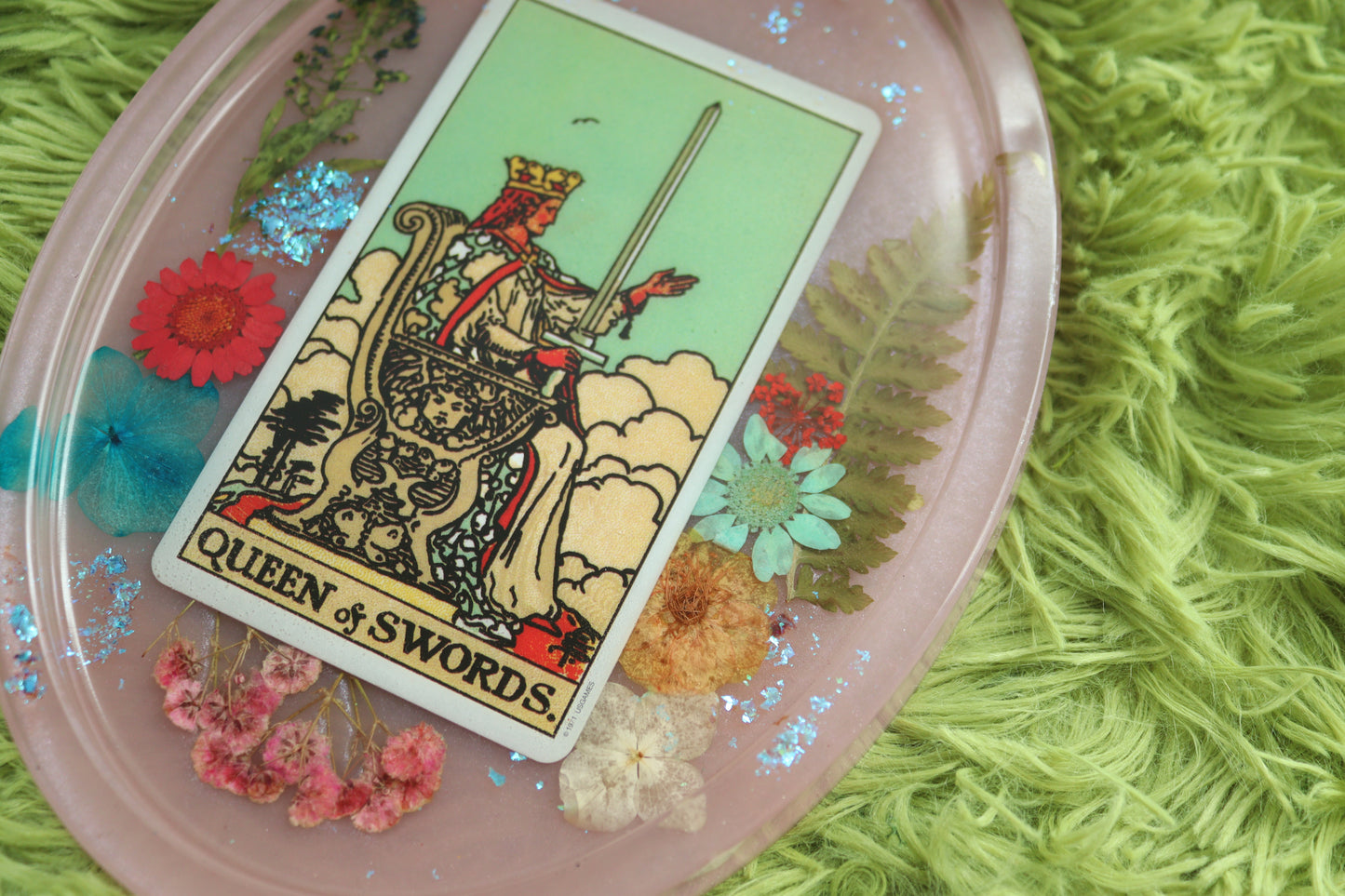 Queen of Swords Tarot Card Oval Trinket Tray