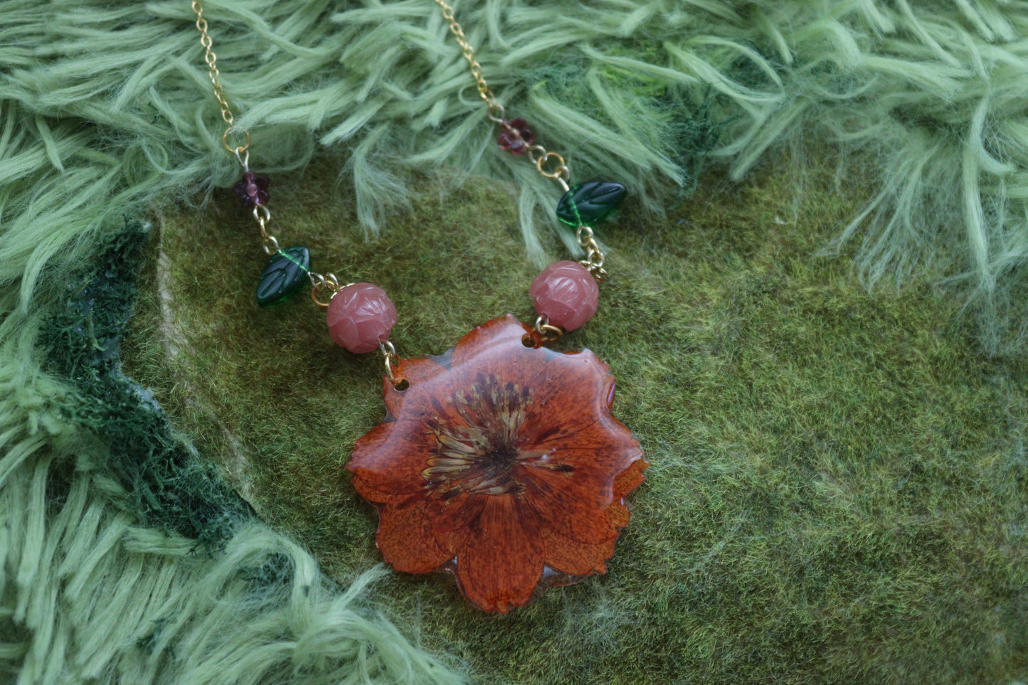 Orange Cosmo Floral Necklace