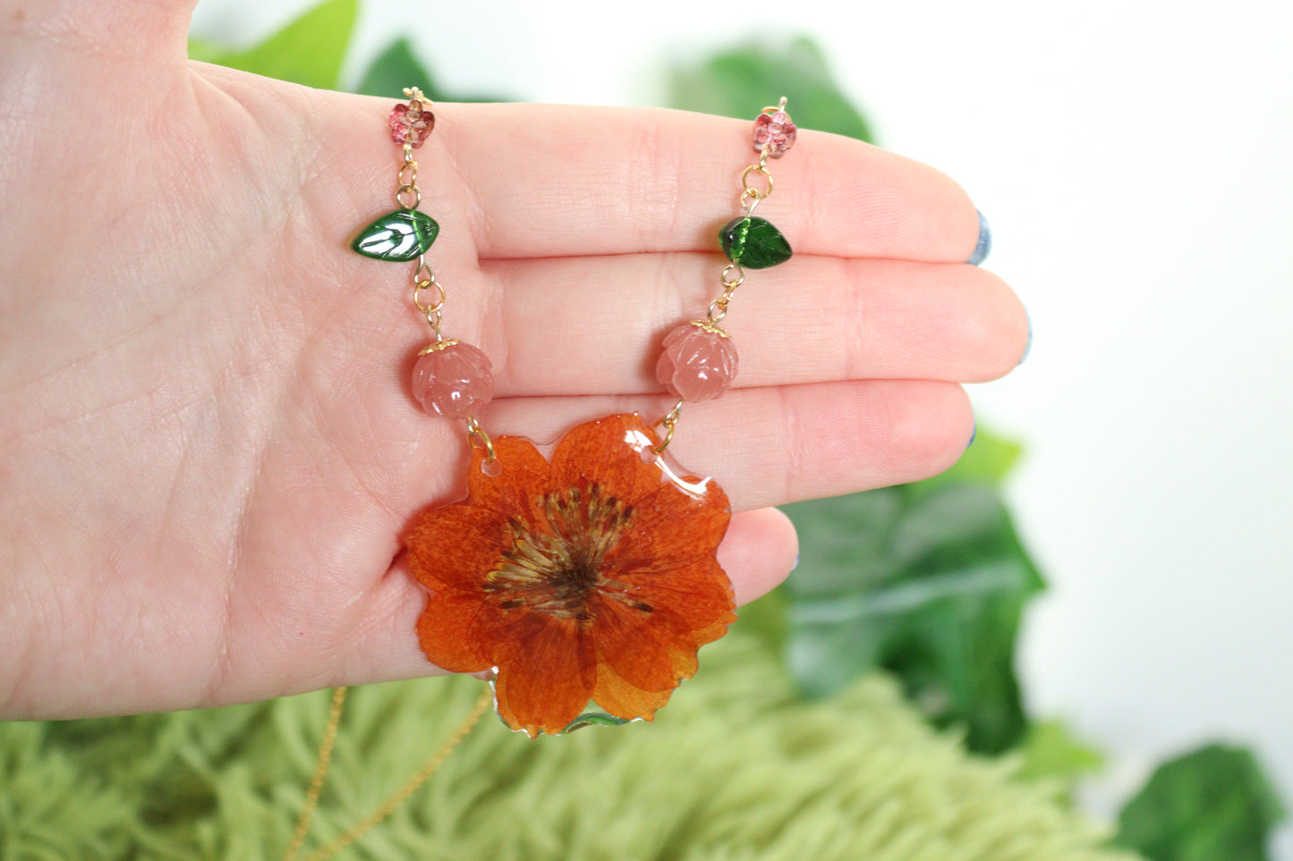 Orange Cosmo Floral Necklace