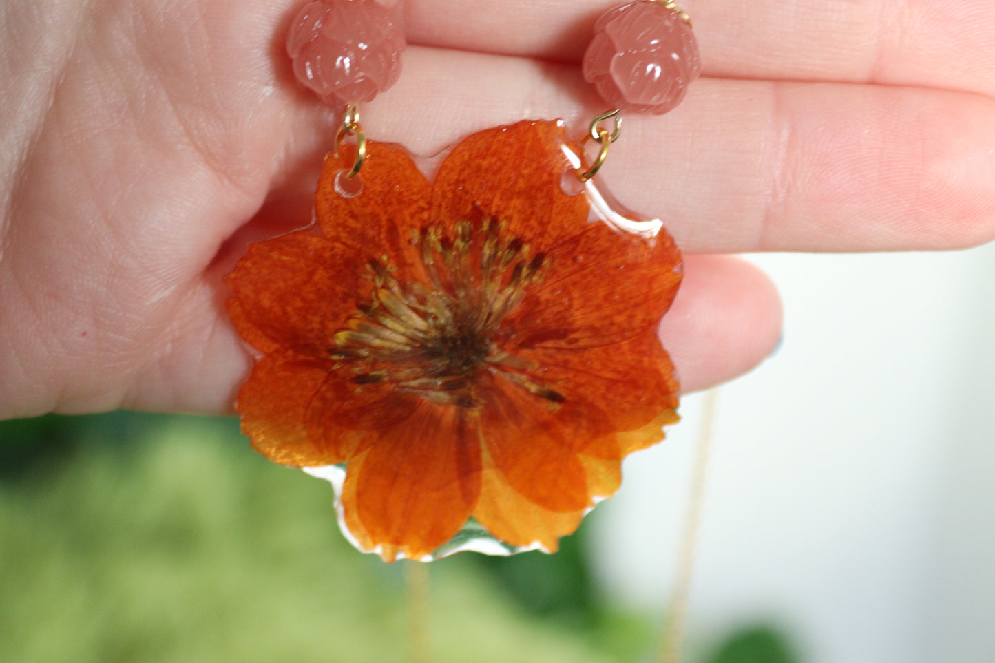 Orange Cosmo Floral Necklace