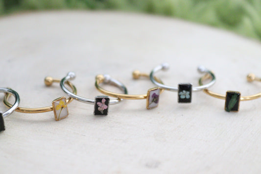 Mini Rectangle Floral Adjustable Rings