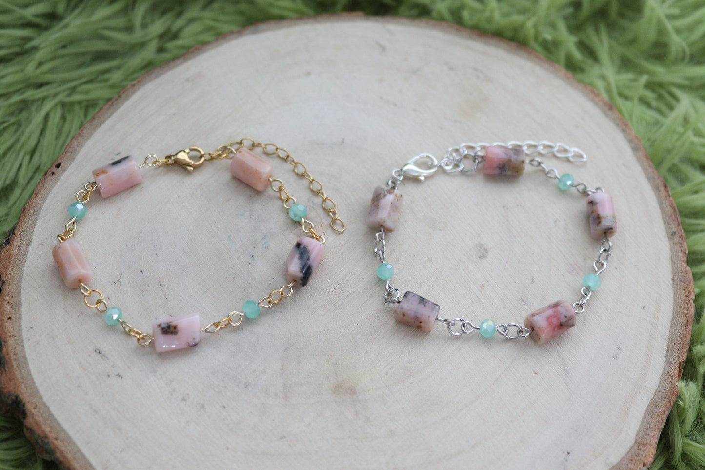 Pink Opal Shimmer Bracelets