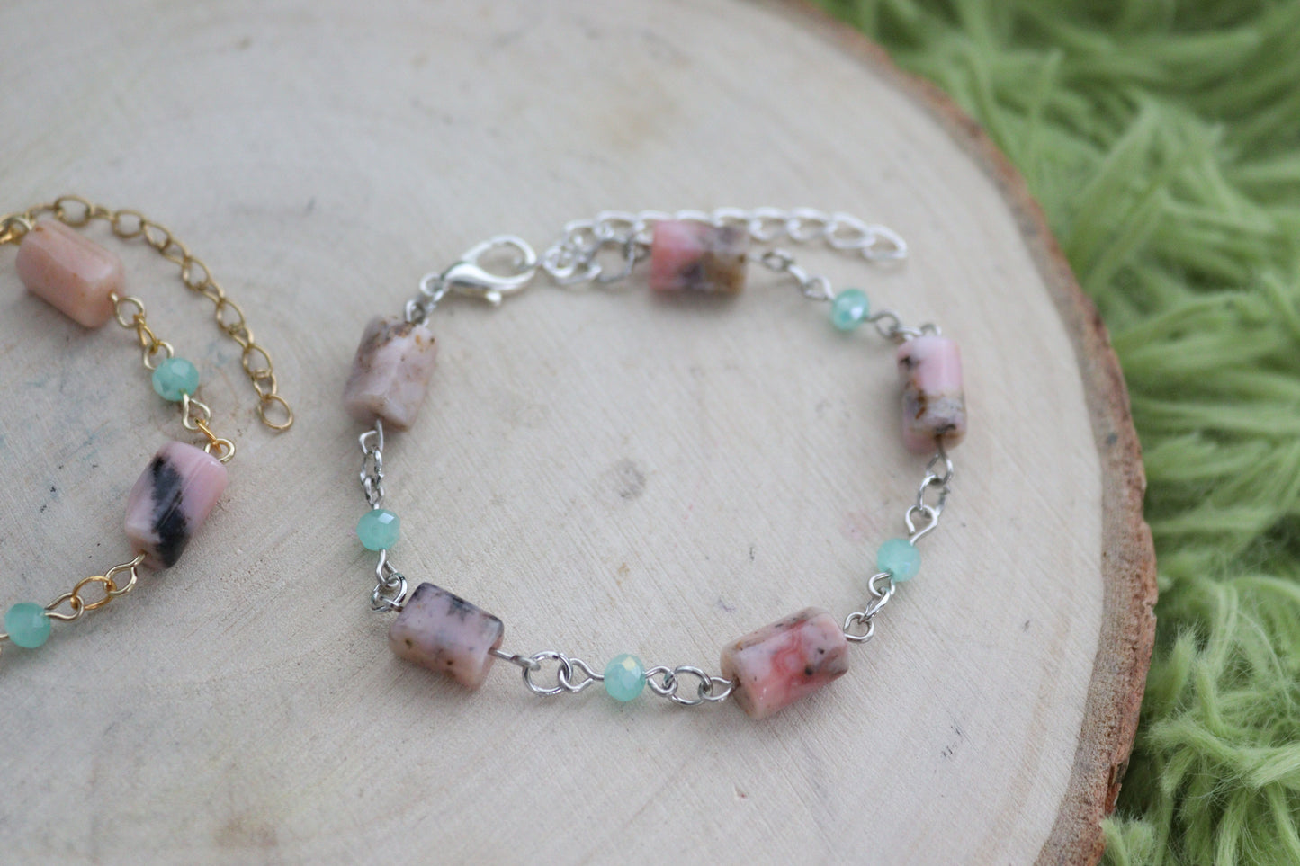 Pink Opal Shimmer Bracelets