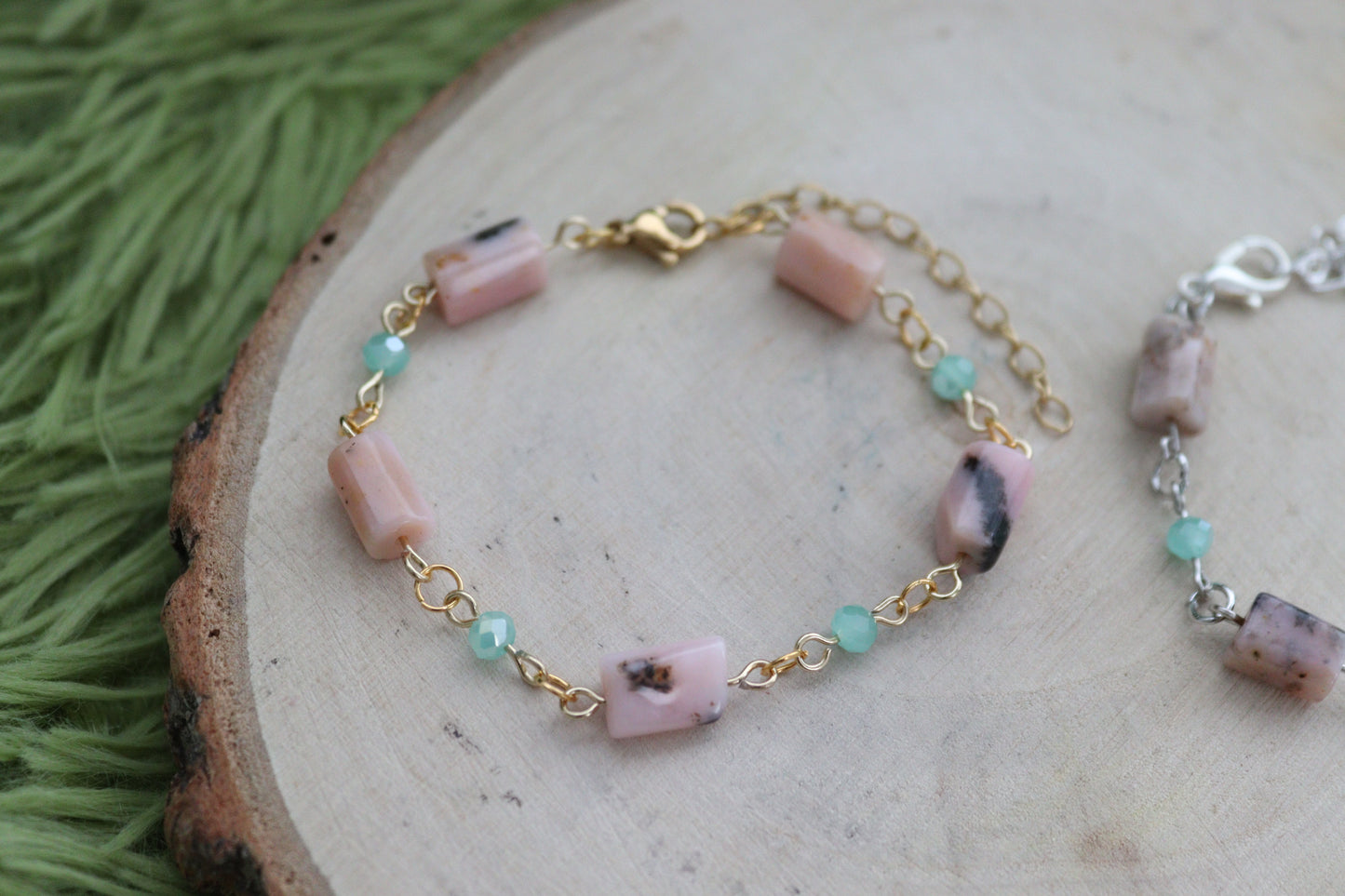 Pink Opal Shimmer Bracelets