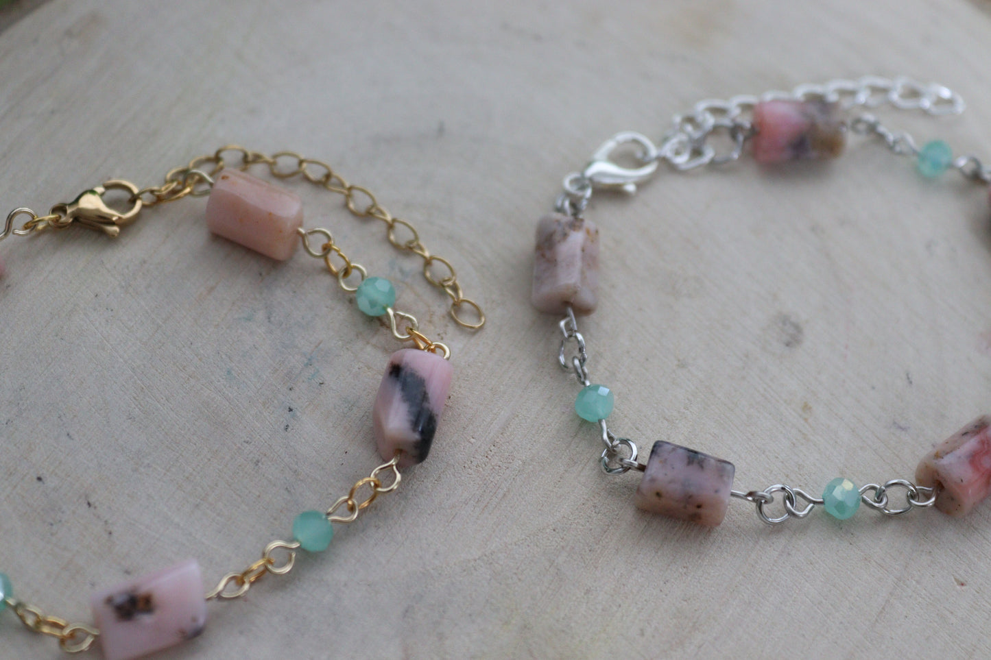 Pink Opal Shimmer Bracelets
