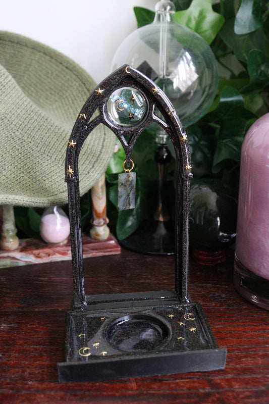 Starry Holographic Gothic Window Tealight Holder