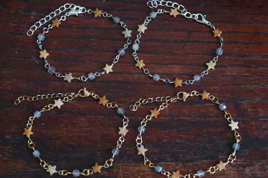 Yellow Calcite Star & Labradorite Bracelets