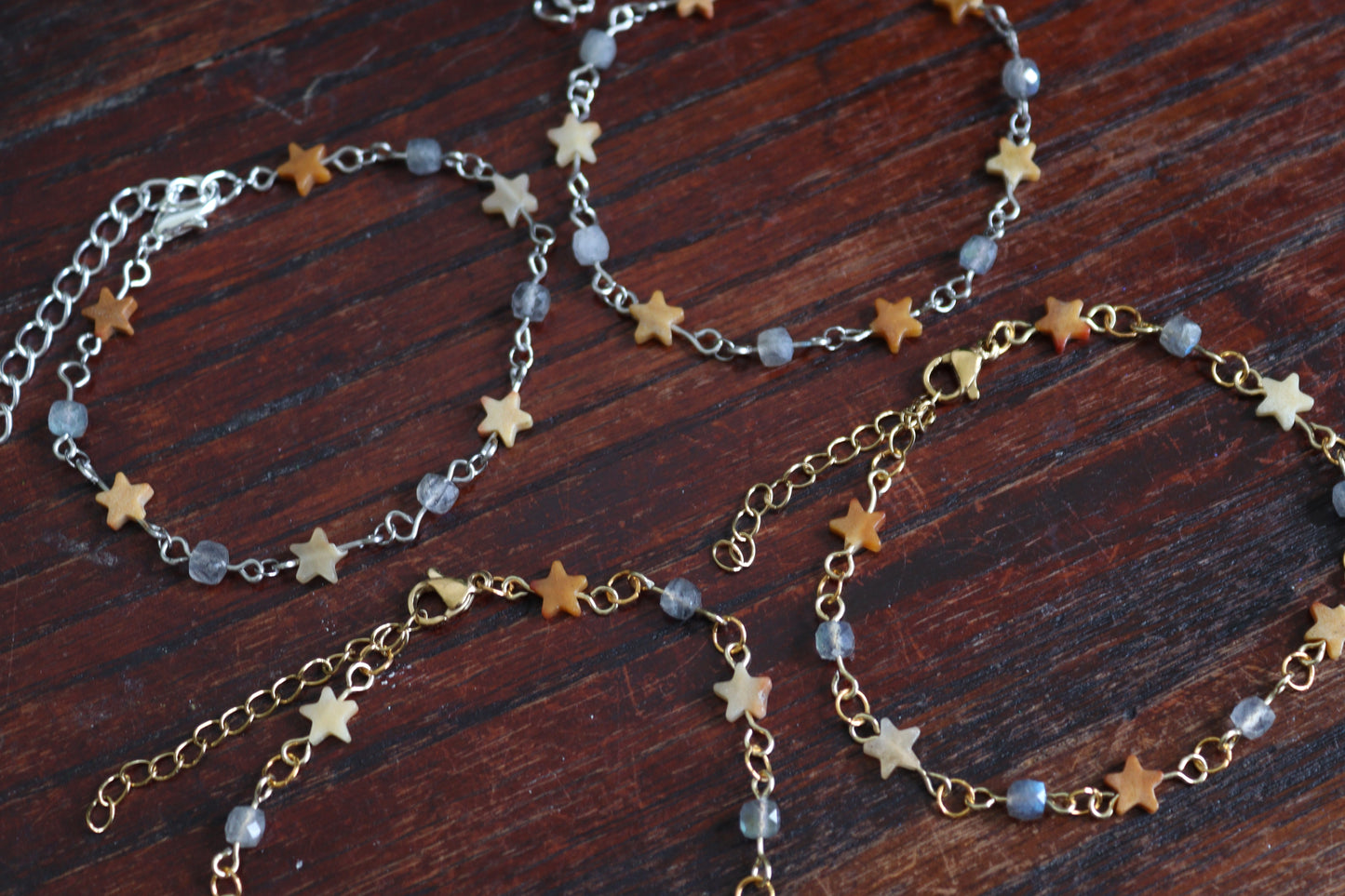 Yellow Calcite Star & Labradorite Bracelets