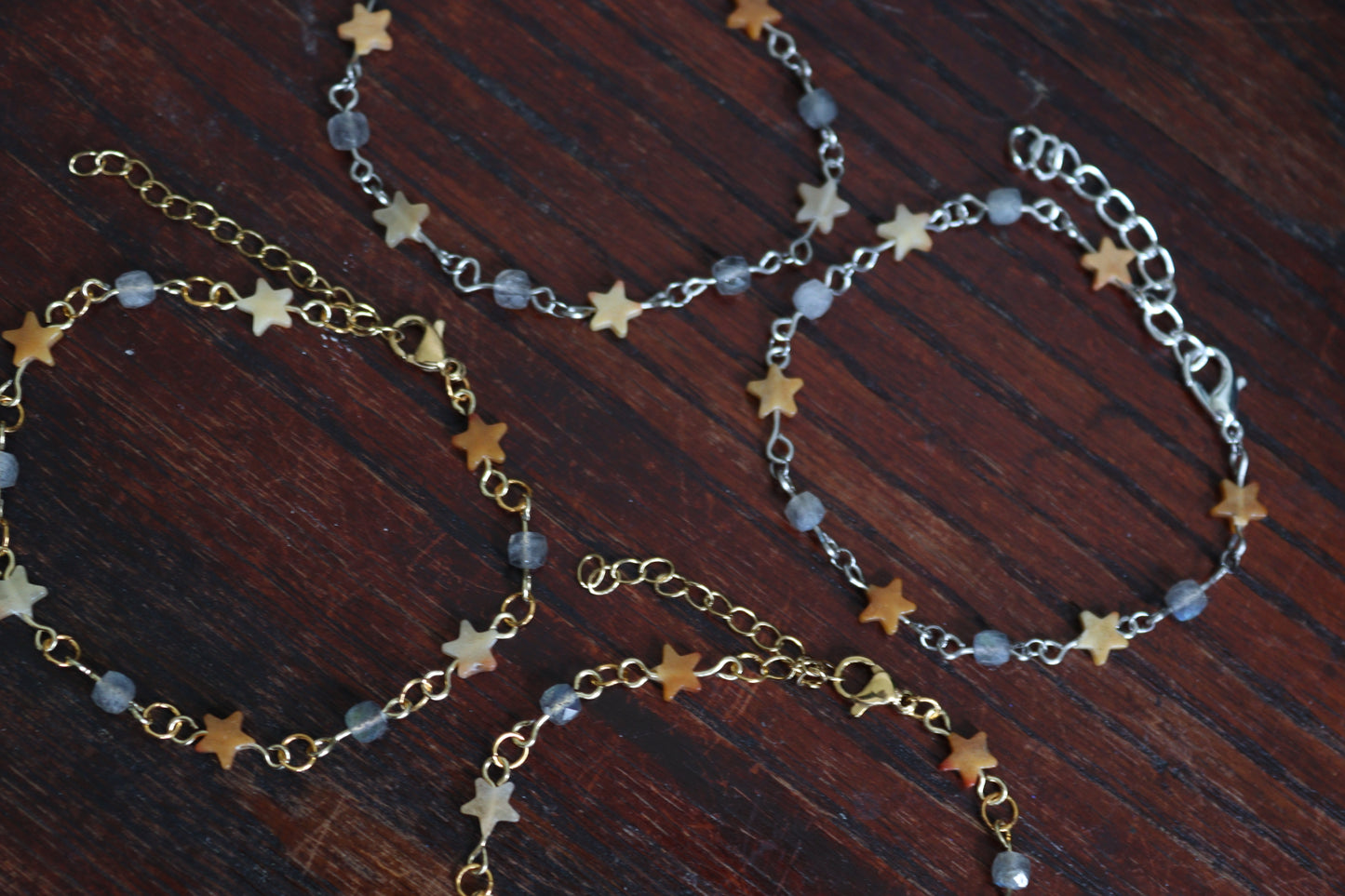 Yellow Calcite Star & Labradorite Bracelets