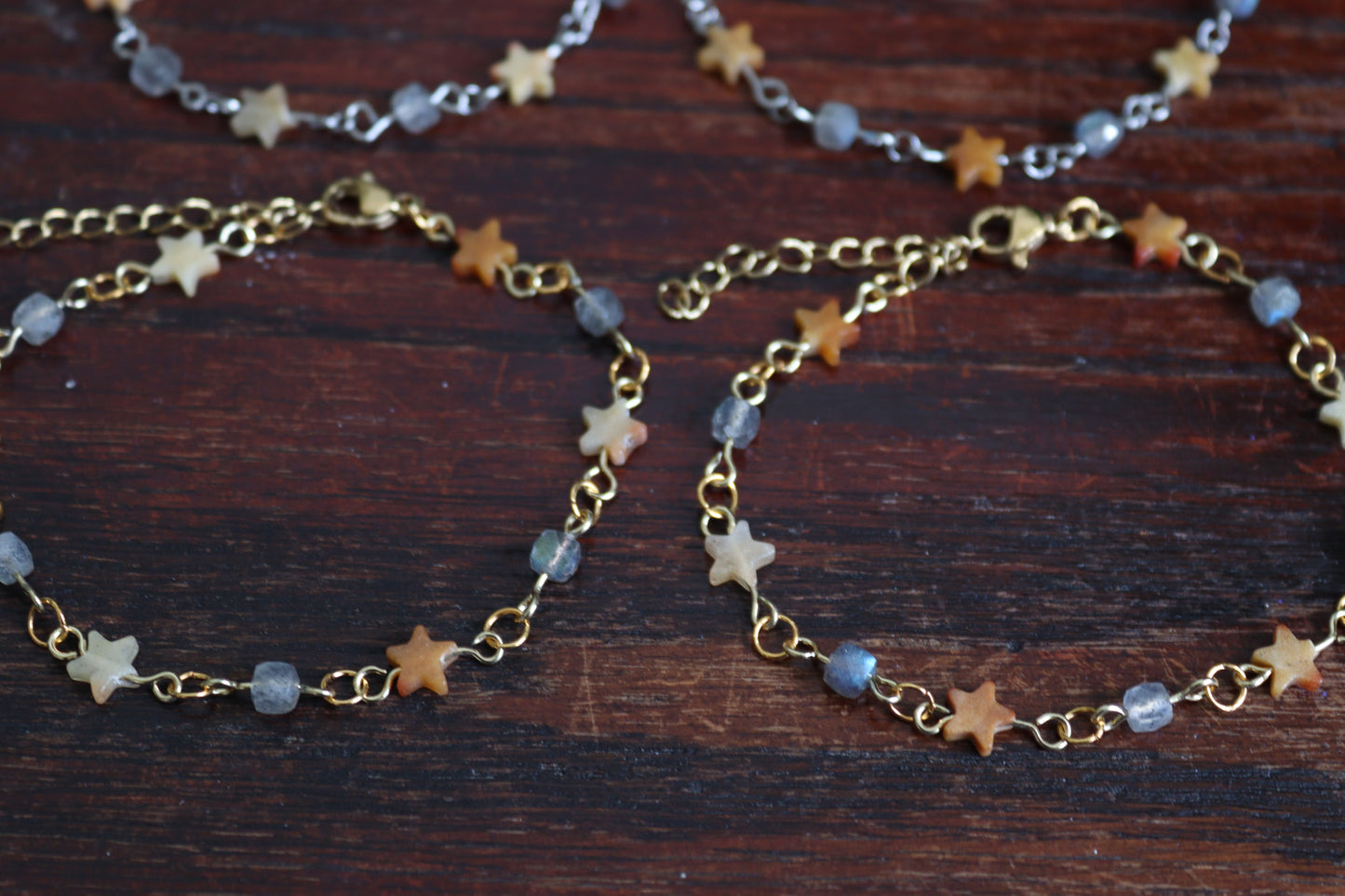 Yellow Calcite Star & Labradorite Bracelets
