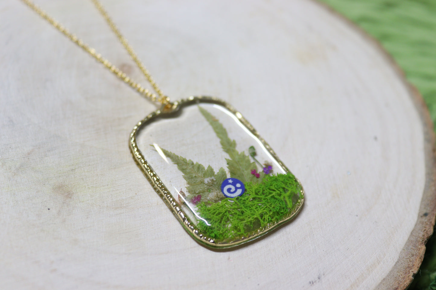 Ferns Square Animal Crossing Fossil Pendant