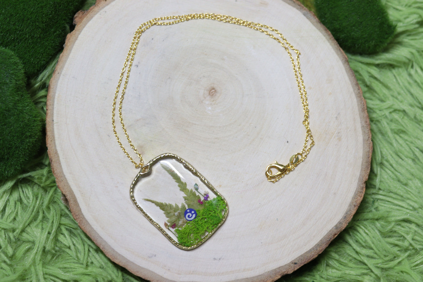 Ferns Square Animal Crossing Fossil Pendant