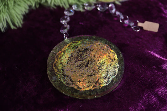 Prehnite & Gold Mountain Scene Sun Catcher