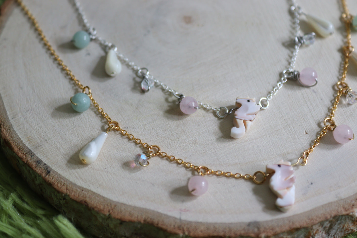 Shell Seahorse Charm Necklaces
