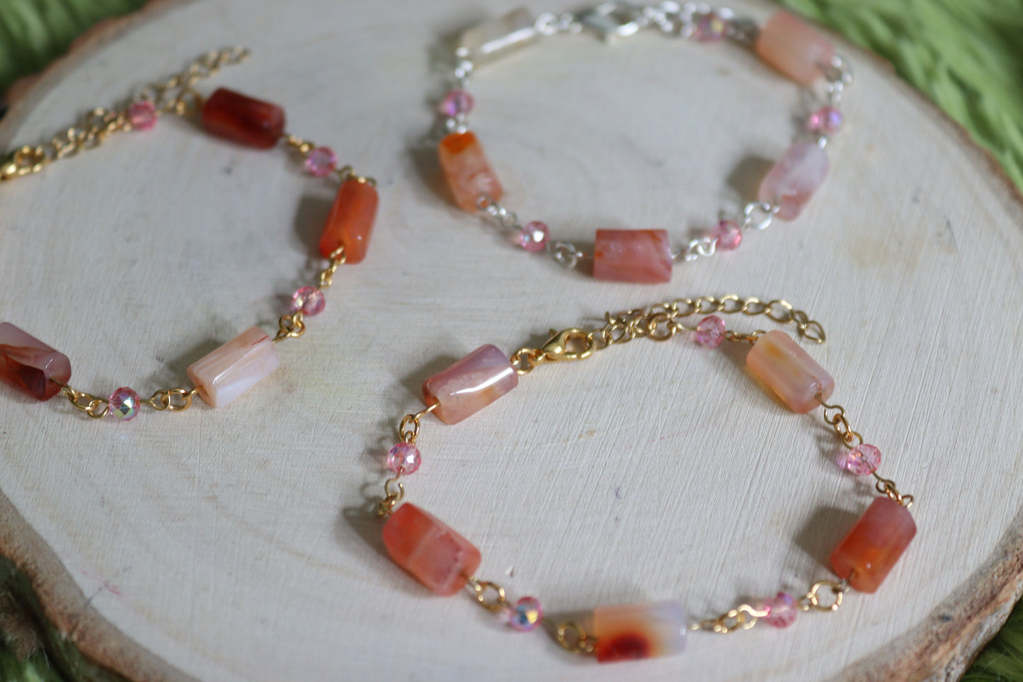 Carnelian Crystal Shimmer Bracelets