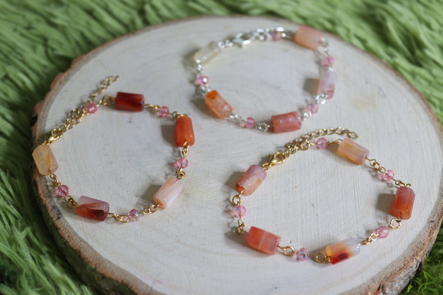 Carnelian Crystal Shimmer Bracelets