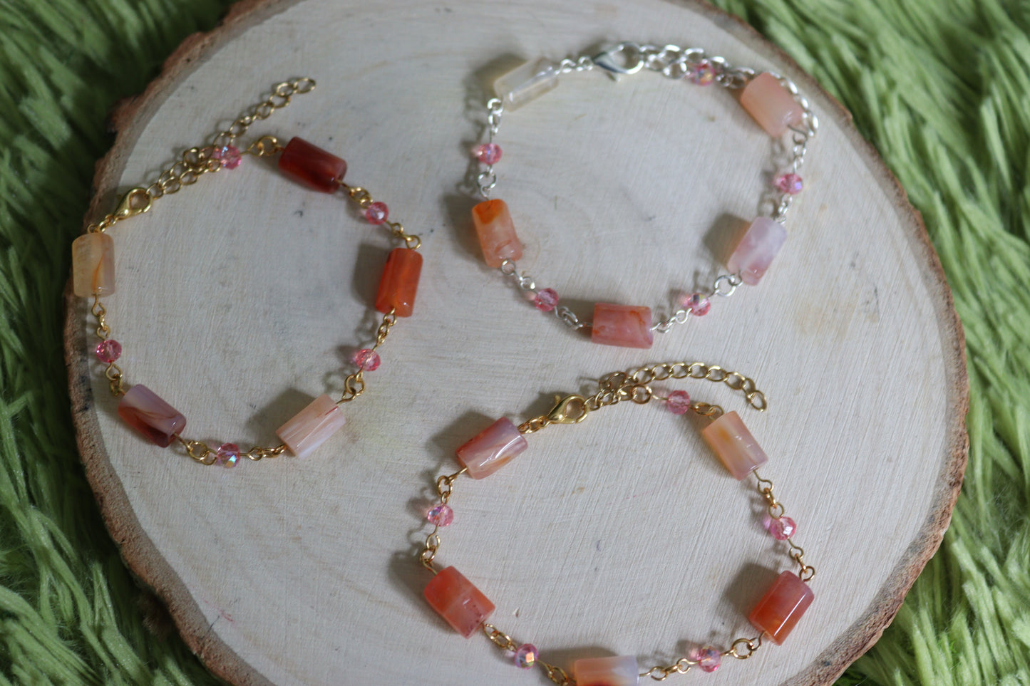 Carnelian Crystal Shimmer Bracelets