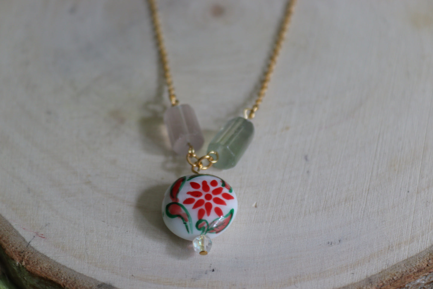 Albufeira Painted Tile and Fluorite Pendant