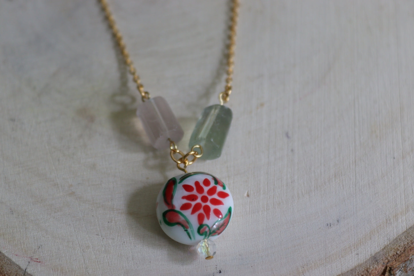 Albufeira Painted Tile and Fluorite Pendant