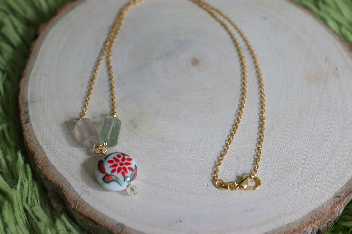 Albufeira Painted Tile and Fluorite Pendant