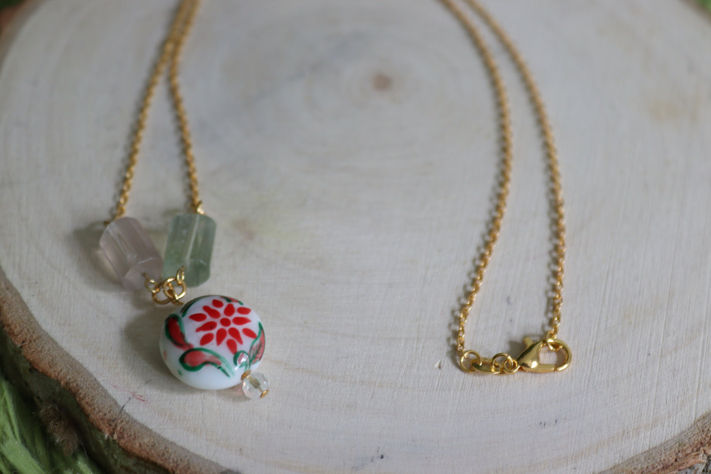 Albufeira Painted Tile and Fluorite Pendant